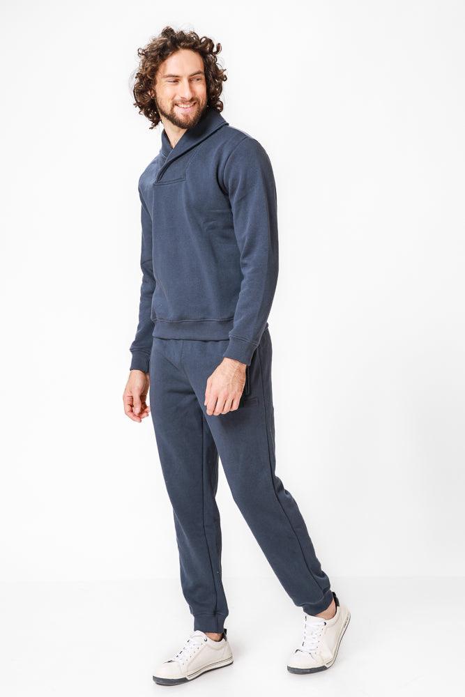 KENNETH COLE - סווטשירט עם צווארון שאל בצבע נייבי - MASHBIR//365