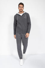 NAUTICA - סווטשירט רוכסן אפור לוגו רקום - MASHBIR//365