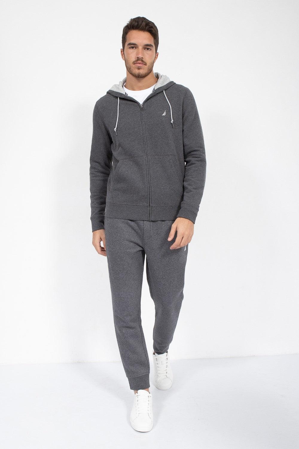 NAUTICA - סווטשירט רוכסן אפור לוגו רקום - MASHBIR//365