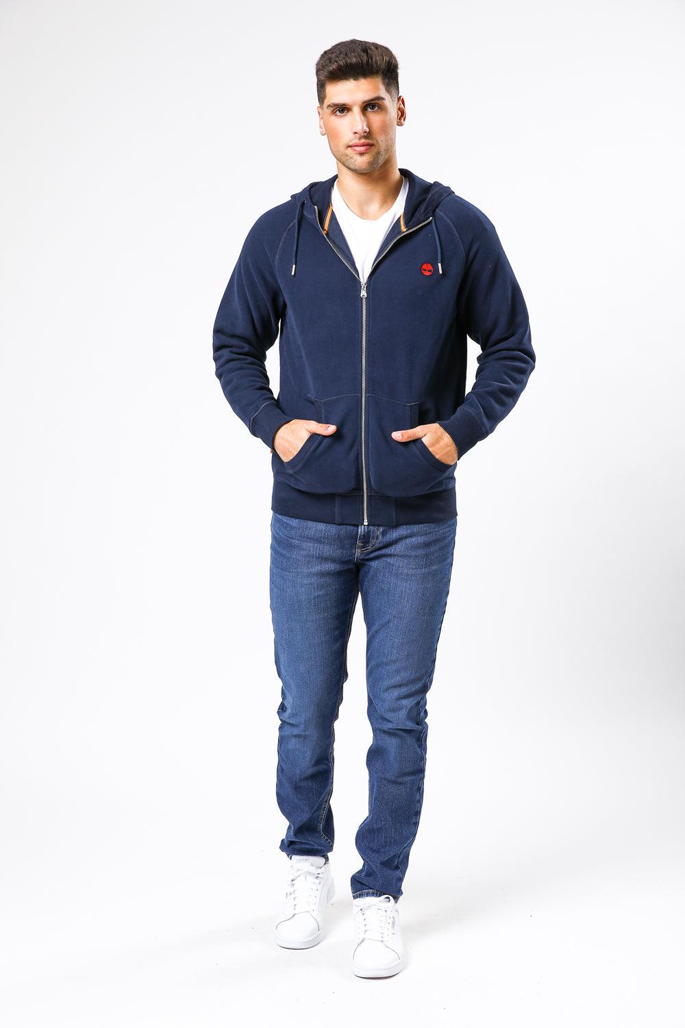 TIMBERLAND - סווטשירט רוכסן כחול נייבי לוגו רקום - MASHBIR//365