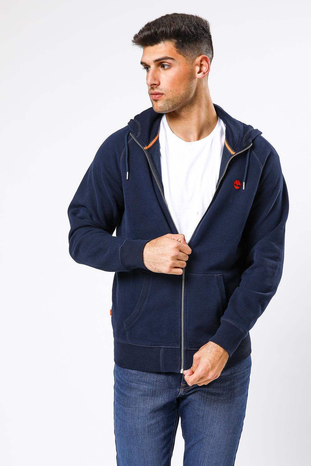 TIMBERLAND - סווטשירט רוכסן כחול נייבי לוגו רקום - MASHBIR//365