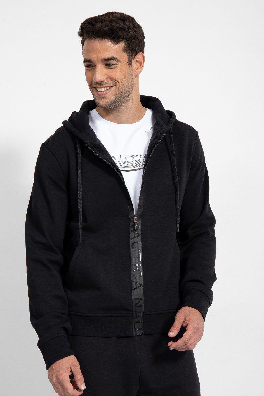 NAUTICA - סווטשירט שחור עם לוגו ברוכסן - MASHBIR//365