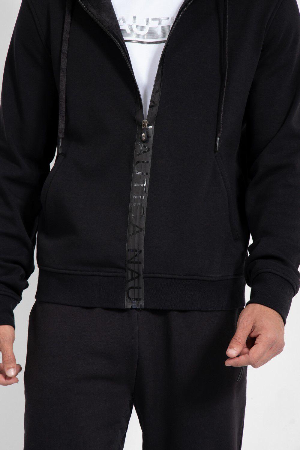 NAUTICA - סווטשירט שחור עם לוגו ברוכסן - MASHBIR//365