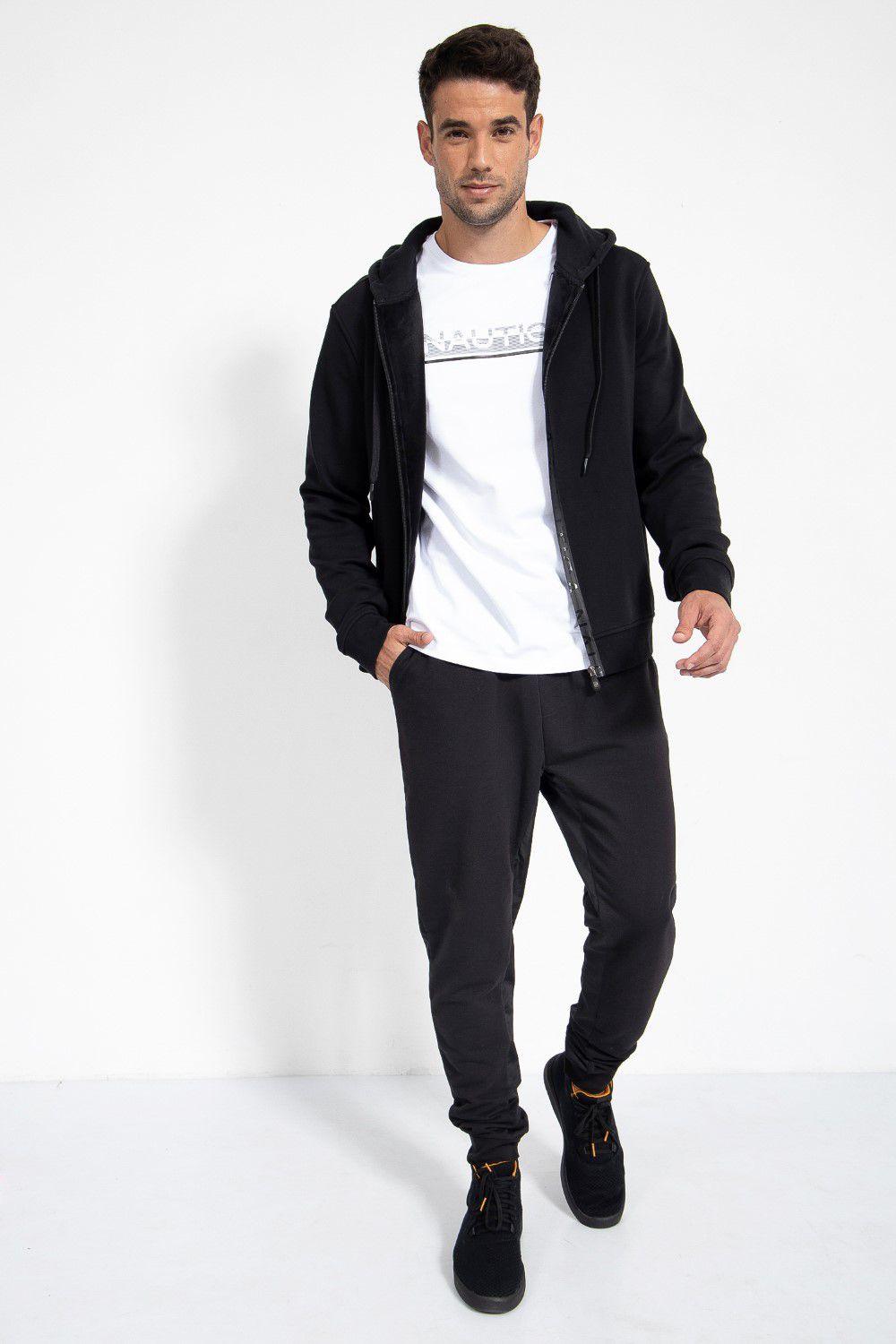 NAUTICA - סווטשירט שחור עם לוגו ברוכסן - MASHBIR//365