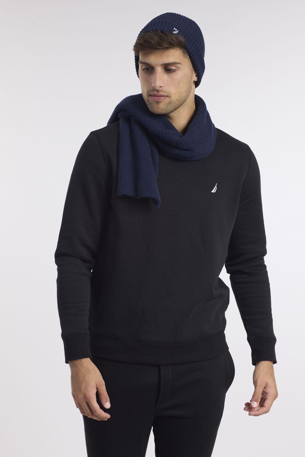 NAUTICA - סווטשירט שחור עם רקמת לוגו - MASHBIR//365