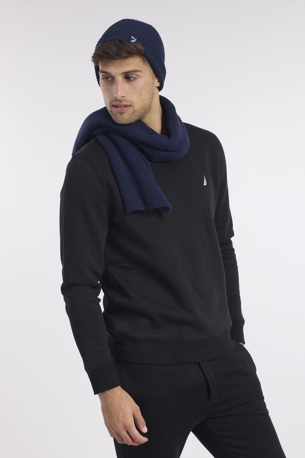 NAUTICA - סווטשירט שחור עם רקמת לוגו - MASHBIR//365