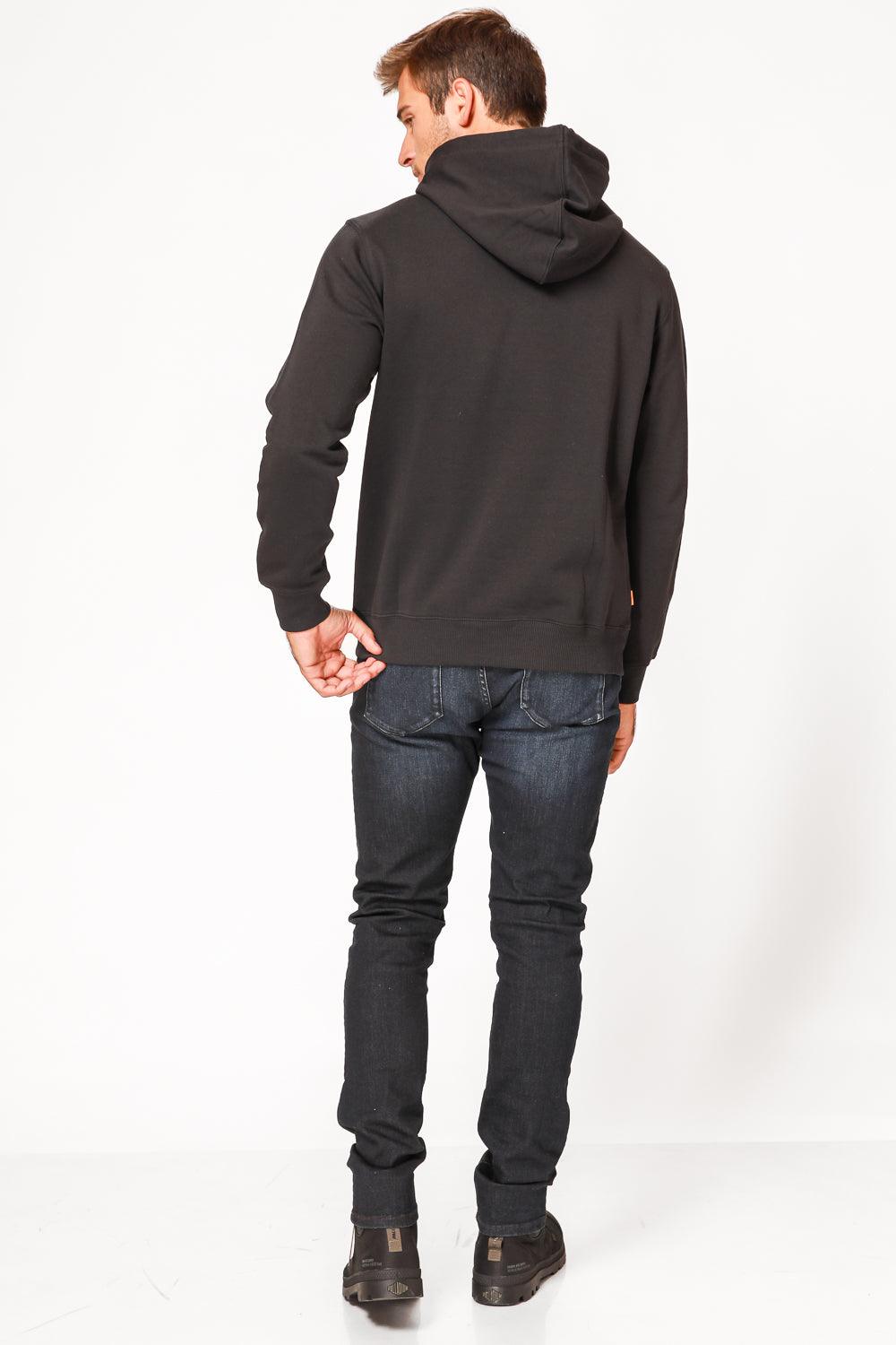 TIMBERLAND - סווטשירט שחור עם כובע קפוצ’ון והדפס לוגו עץ - MASHBIR//365