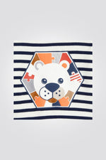 OBAIBI - סווטשירט תינוקות פסים כחול לבן ואפליקציית דובי - MASHBIR//365