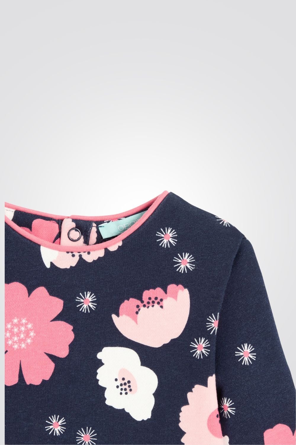 OBAIBI - סווטשירט תינוקות הדפס פרחים גדולים בורוד ולבן על כחול - MASHBIR//365