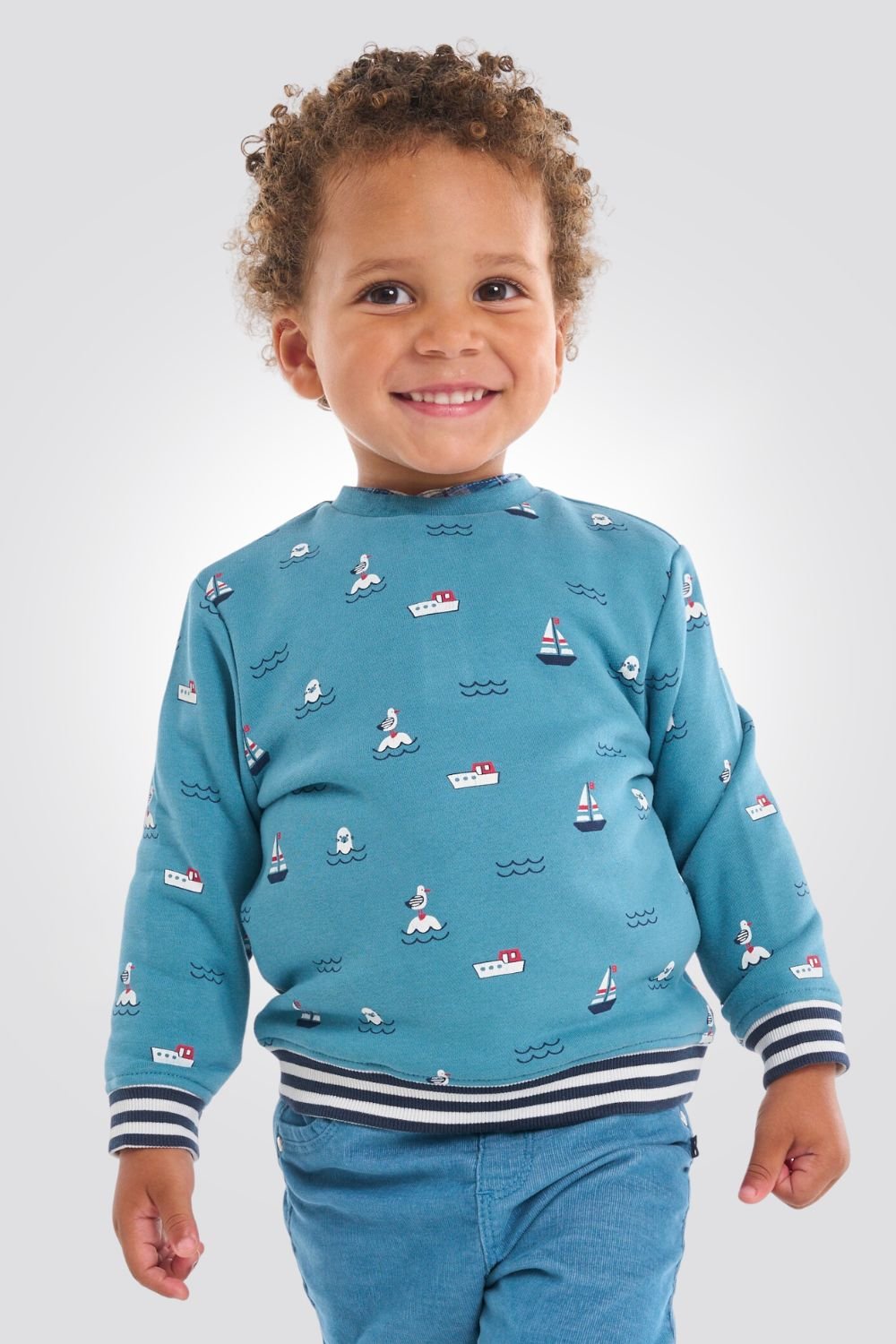 OBAIBI - סווטשירט תינוקות עם הדפס אוניות וברווזים - MASHBIR//365