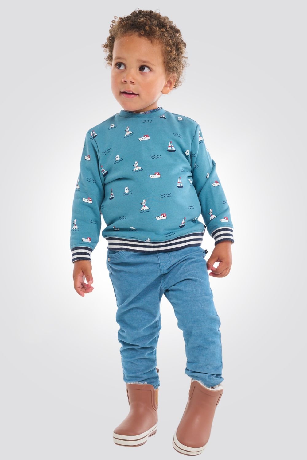 OBAIBI - סווטשירט תינוקות עם הדפס אוניות וברווזים - MASHBIR//365