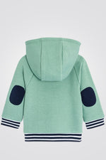 OBAIBI - סווטשירט תינוקות עם רוכסן קאפושון פסים כחול לבן,עם רוכסן ירוק בהיר - MASHBIR//365
