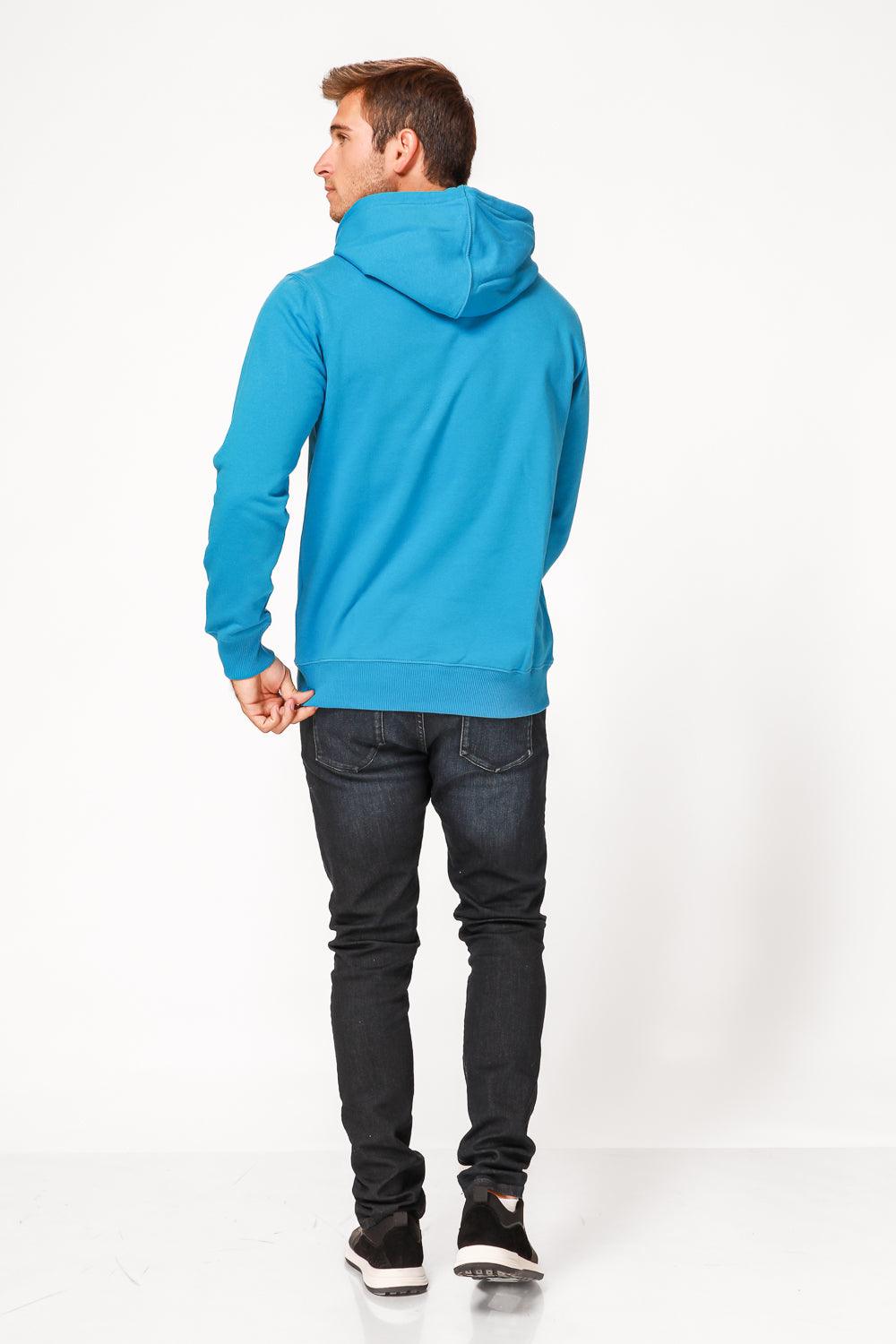 TIMBERLAND - סווטשירט כחול עם כובע קפוצ’ון והדפס לוגו עץ - MASHBIR//365