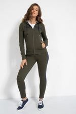 NAUTICA - סווטשירט ZIP ורקמת לוגו ירוק זית - MASHBIR//365