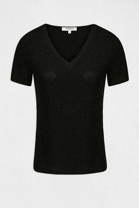 טישירט צווארון V בצבע שחור - MASHBIR//365