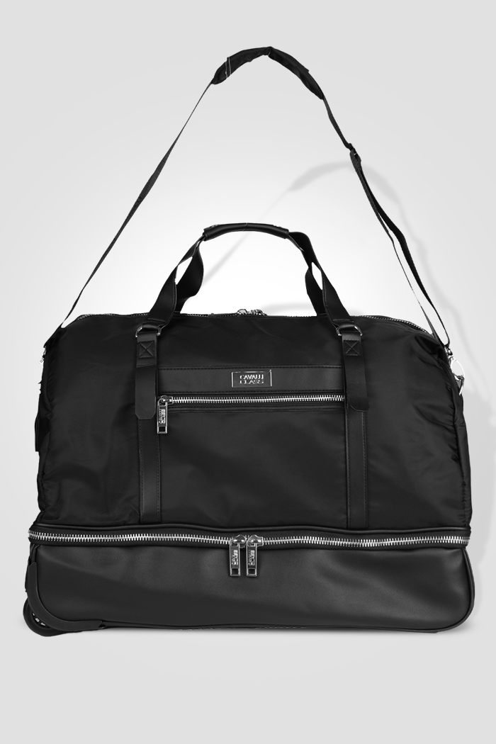 CAVALLI - תיק נסיעה 22L ROLLING DUFFLE בצבע שחור וכסוף - MASHBIR//365