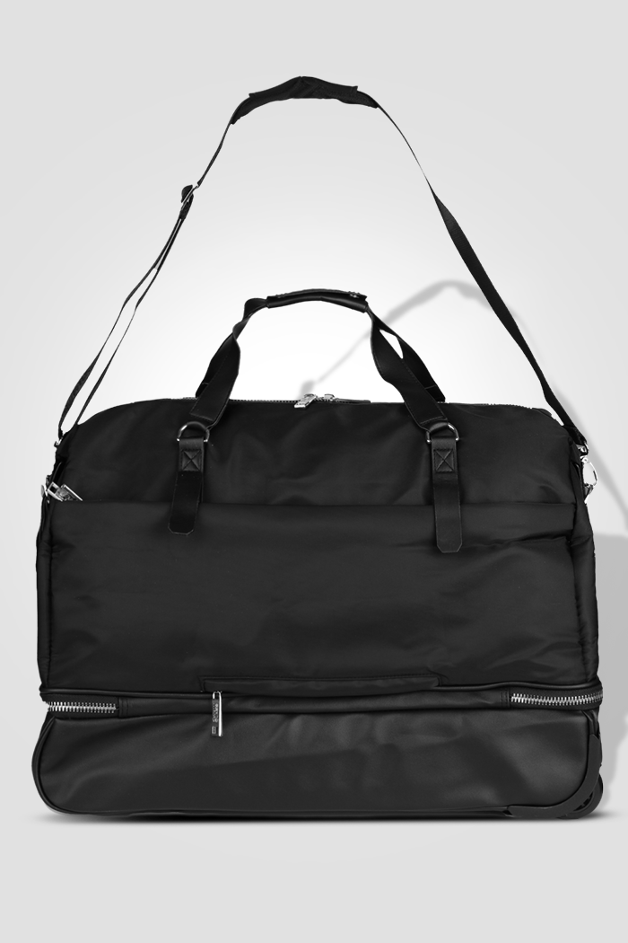 CAVALLI - תיק נסיעה 22L ROLLING DUFFLE בצבע שחור וכסוף - MASHBIR//365