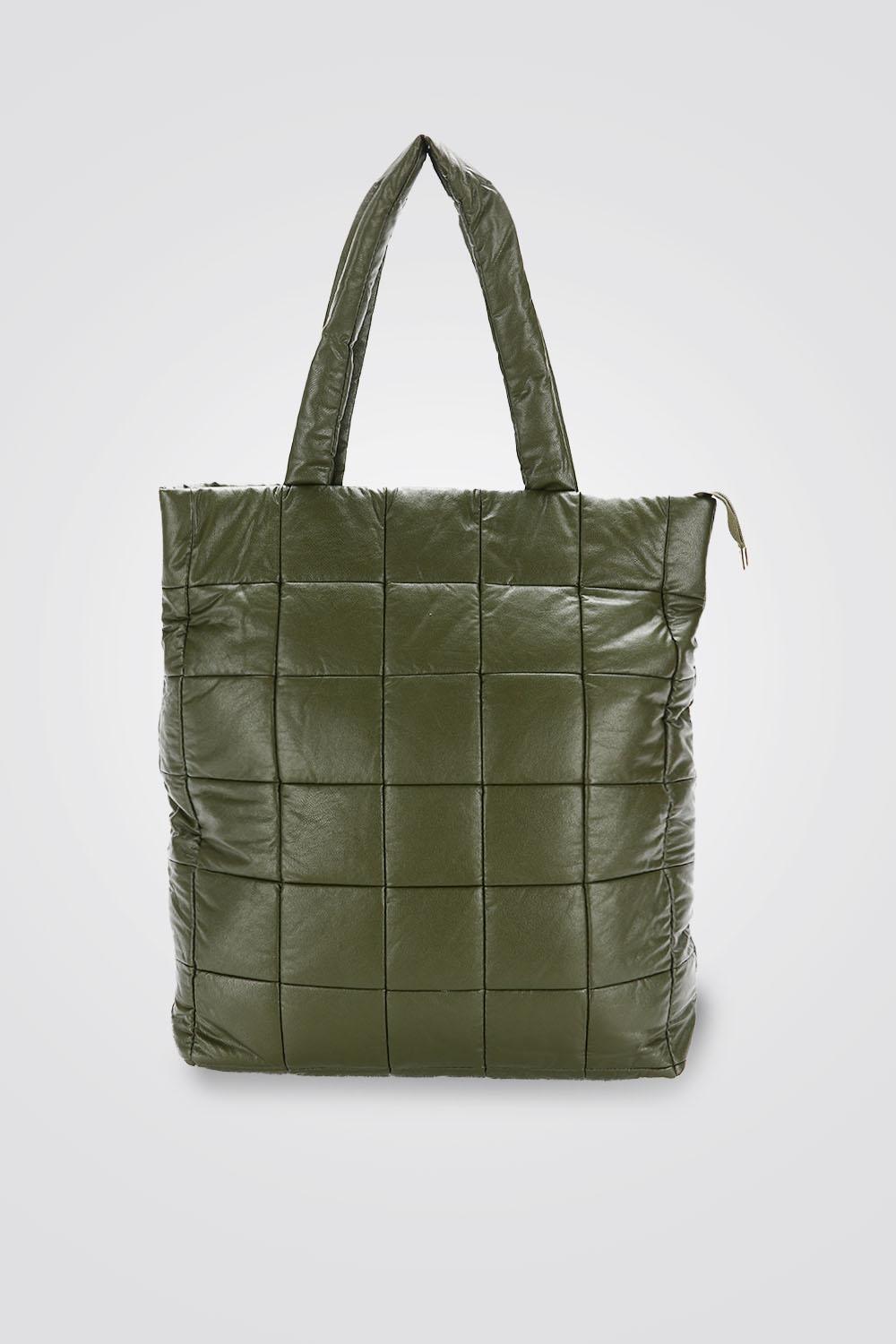 MARTIN JONES - תיק כתף ריבועים בצבע ירוק זית - MASHBIR//365