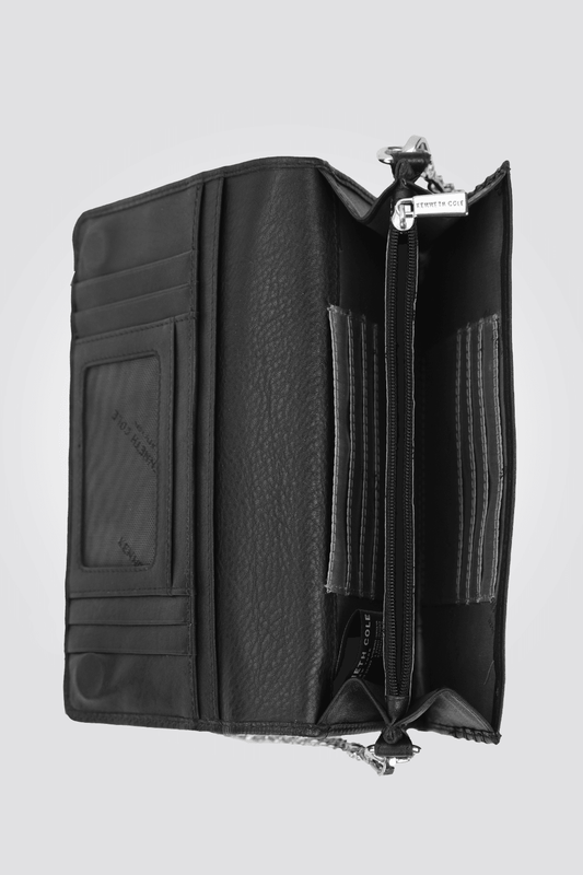 KENNETH COLE - תיק עור קרוס בצבע שחור שרשרת כסף - MASHBIR//365