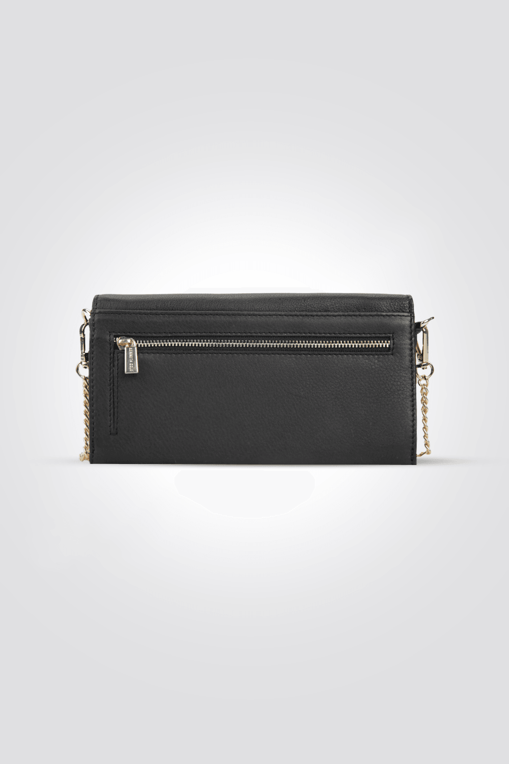 KENNETH COLE - תיק עור קרוס בצבע שחור שרשרת זהב - MASHBIR//365