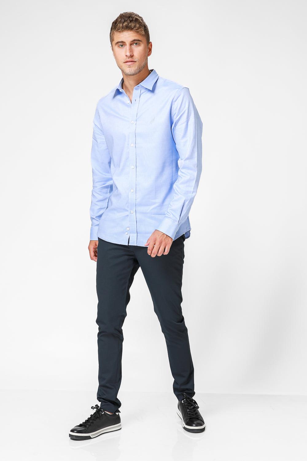 NAUTICA - תכלת מכופתרת TAILORED FIT לוגו רקום - MASHBIR//365