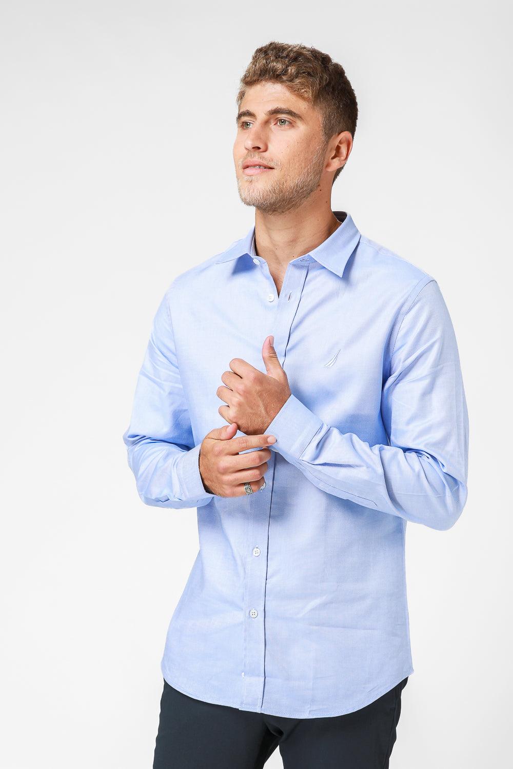 NAUTICA - תכלת מכופתרת TAILORED FIT לוגו רקום - MASHBIR//365