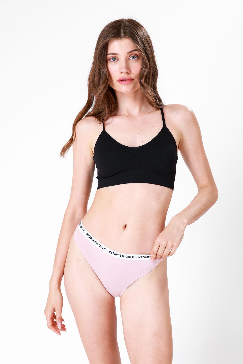 KENNETH COLE - תחתון ביקיני כותנה גומי לוגו בצבע ורוד - MASHBIR//365