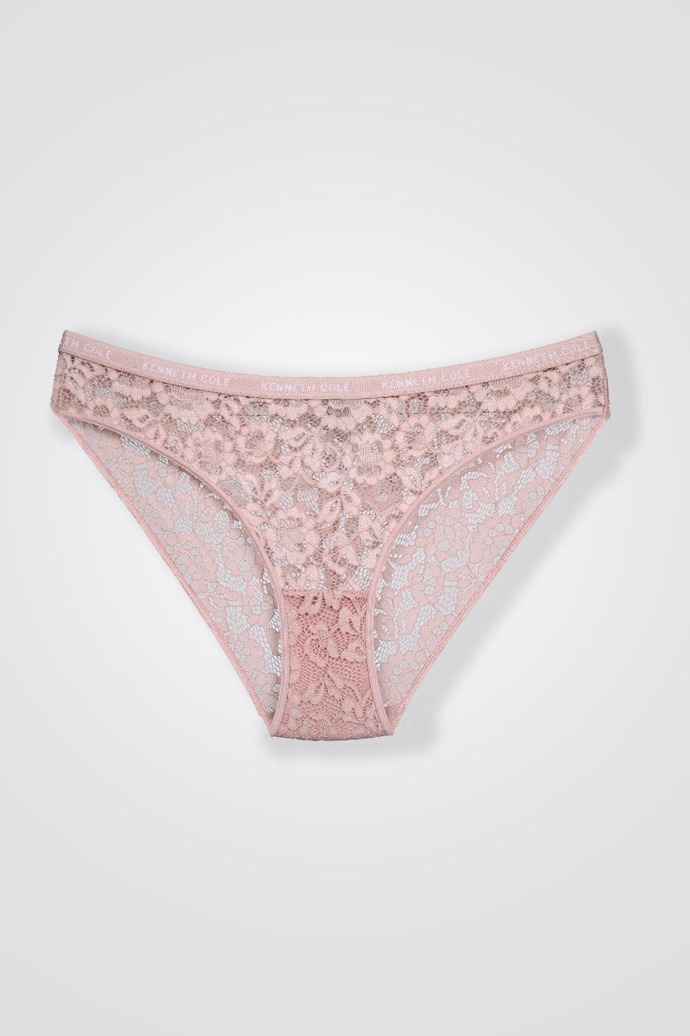 KENNETH COLE - תחתון תחרה ביקיני גומי לוגו ורוד - MASHBIR//365