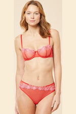 ETAM - תחתוני היפסטר טול בשילוב רקמה CURIEUSE אדום - MASHBIR//365