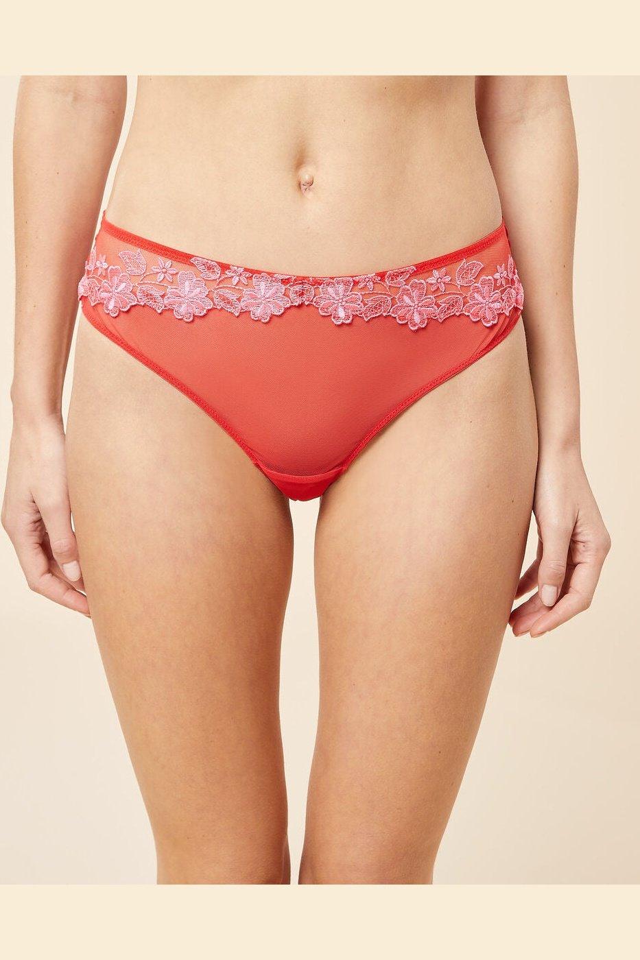 ETAM - תחתוני היפסטר טול בשילוב רקמה CURIEUSE אדום - MASHBIR//365