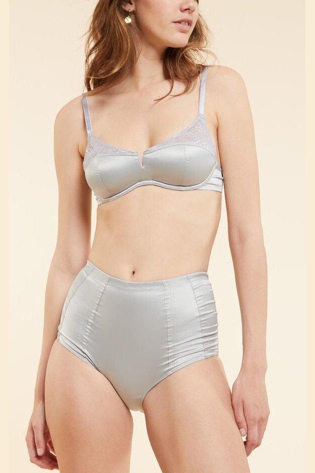 ETAM - תחתוני מקסי סאטן BABYDOLL אפור בהיר - MASHBIR//365
