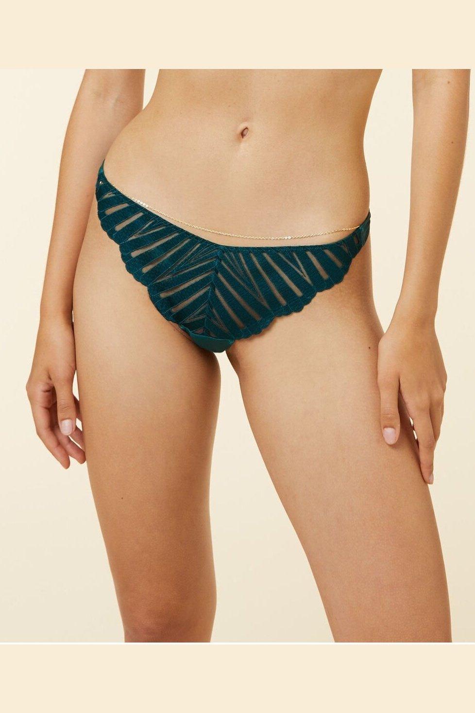 ETAM - תחתוני טנגה בעיטור שרשרת EXQUISE ירוק - MASHBIR//365