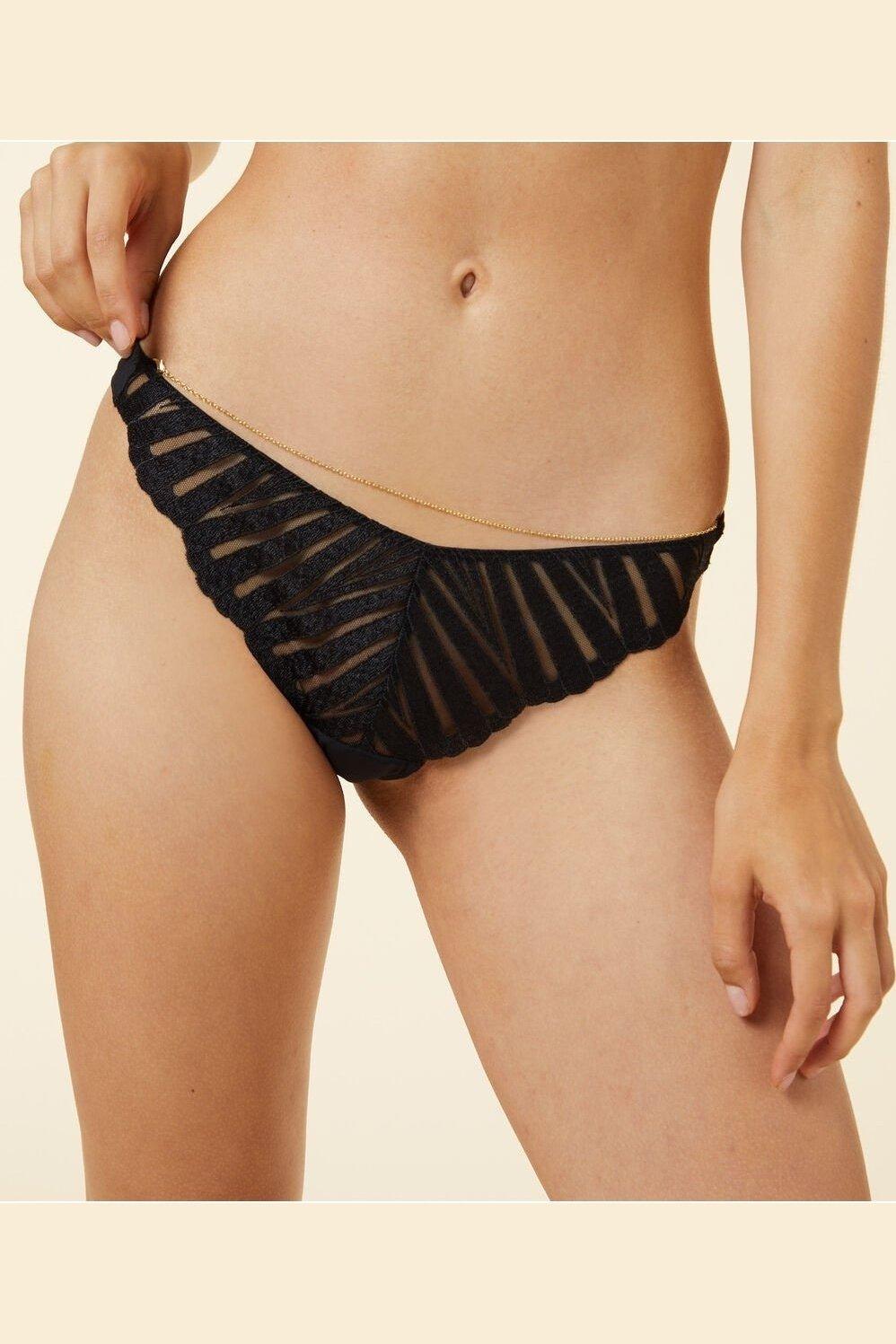 ETAM - תחתוני טנגה בעיטור שרשרת EXQUISE שחור - MASHBIR//365