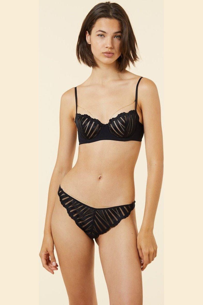 ETAM - תחתוני טנגה בעיטור שרשרת EXQUISE שחור - MASHBIR//365