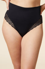 ETAM - תחתוני טנגה מחטבים עם מותן גבוהה בשילוב תחרה POWER LACE בצבע שחור - MASHBIR//365