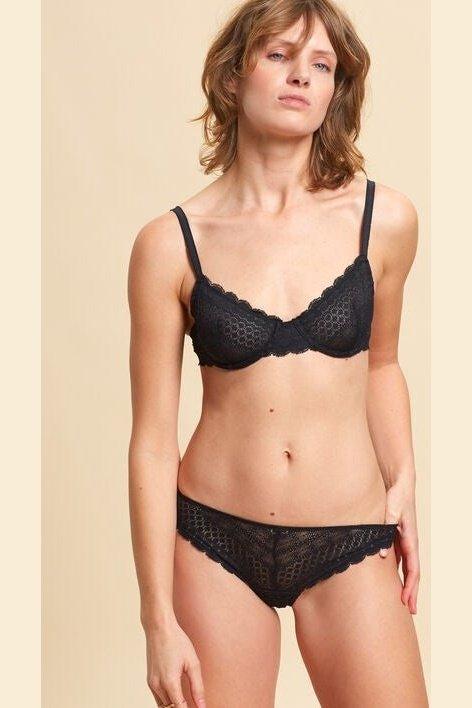 ETAM - תחתוני טנגה תחרה CHERIE CHERIE שחור - MASHBIR//365