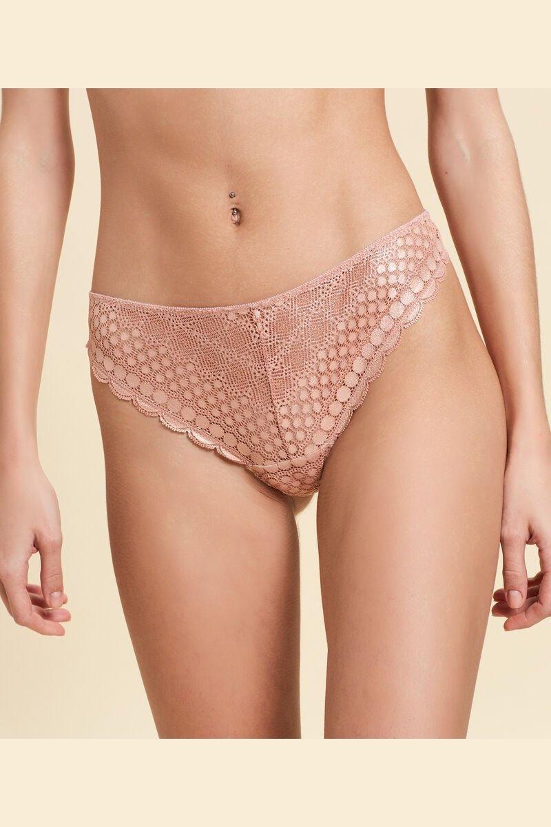 ETAM - תחתוני טנגה תחרה CHERIE CHERIE ורוד פודרה - MASHBIR//365