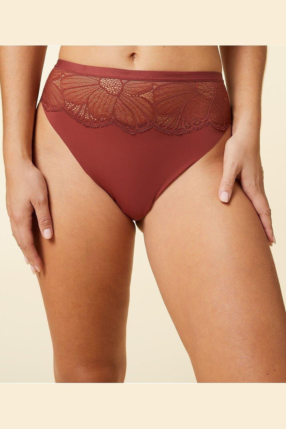 ETAM - תחתוני טנגה תחרה FLEXI LACE טרקוטה - MASHBIR//365