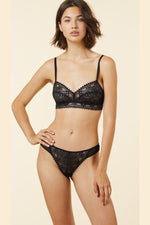 ETAM - תחתוני טנגה תחרה PARADIS בצבע שחור - MASHBIR//365