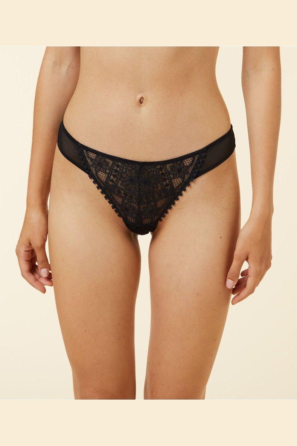 ETAM - תחתוני טנגה תחרה PARADIS בצבע שחור - MASHBIR//365