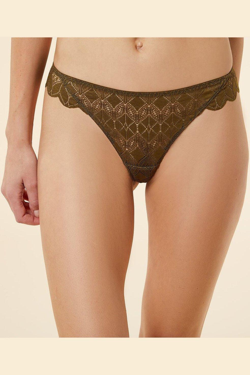 ETAM - תחתוני טנגה תחרה SKY ירוק זית - MASHBIR//365