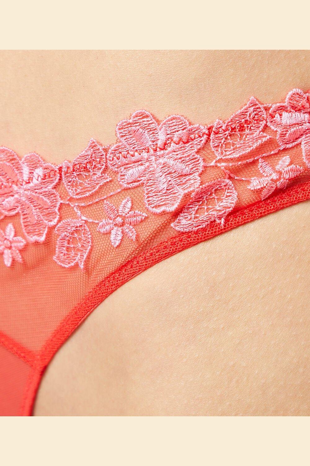 ETAM - תחתוני טנגה טול בשילוב רקמה CURIEUSE אדום - MASHBIR//365