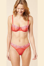 ETAM - תחתוני טנגה טול בשילוב רקמה CURIEUSE אדום - MASHBIR//365