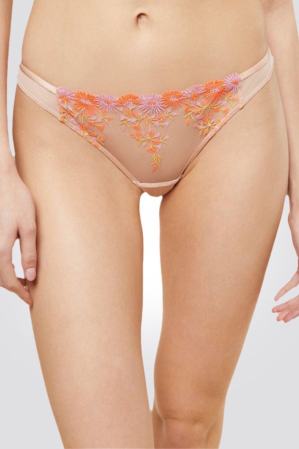 ETAM - תחתוני טנגה טול משולב רקמה BONHEUR צבעוני - MASHBIR//365