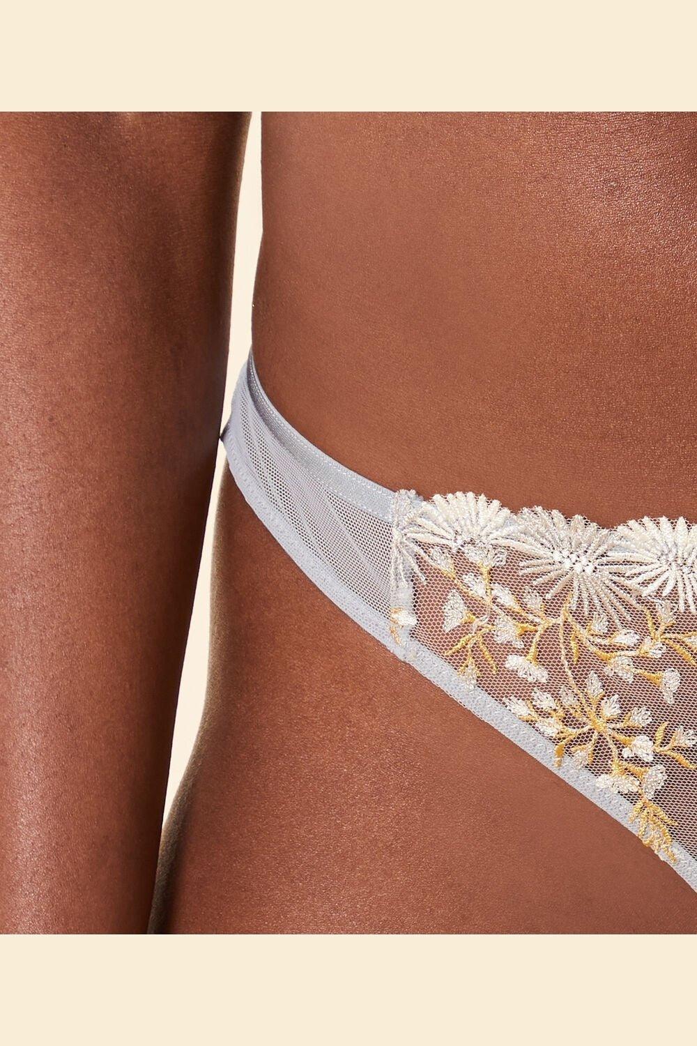 ETAM - תחתוני טנגה טול משולב רקמה BONHEUR תכלת - MASHBIR//365