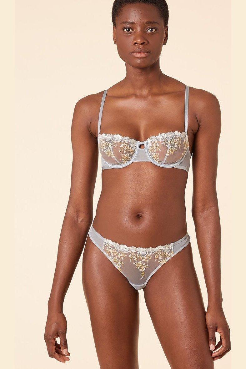 ETAM - תחתוני טנגה טול משולב רקמה BONHEUR תכלת - MASHBIR//365