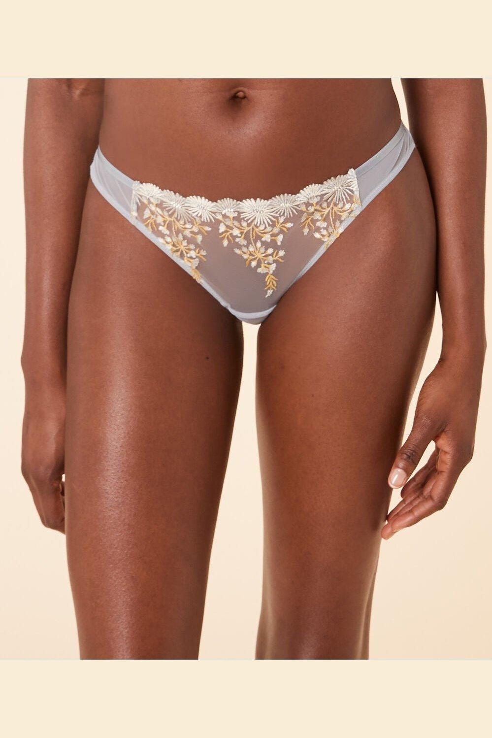 ETAM - תחתוני טנגה טול משולב רקמה BONHEUR תכלת - MASHBIR//365