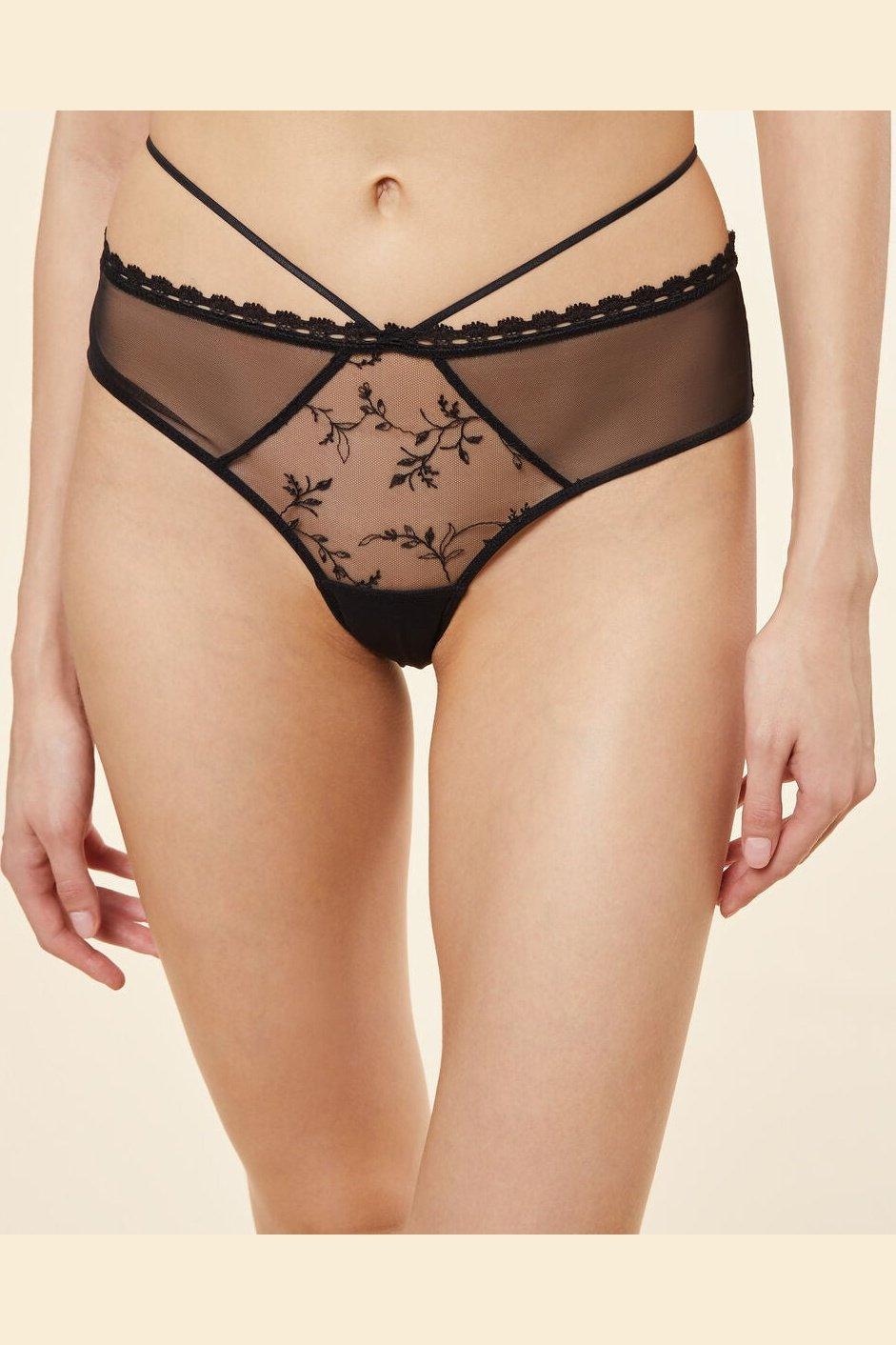 ETAM - תחתוני טול משולב רקמה FLIRT שחור - MASHBIR//365