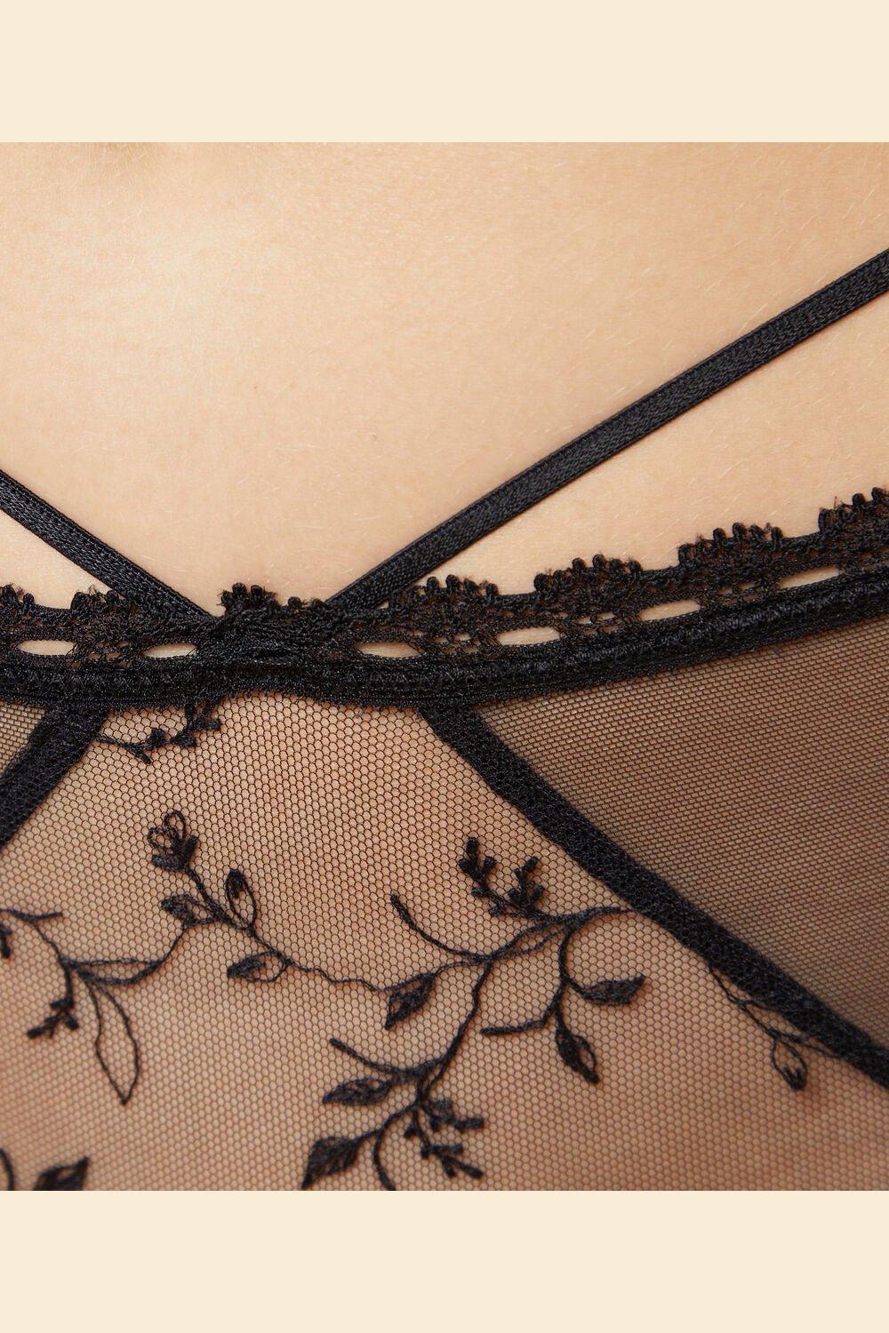 ETAM - תחתוני טול משולב רקמה FLIRT שחור - MASHBIR//365