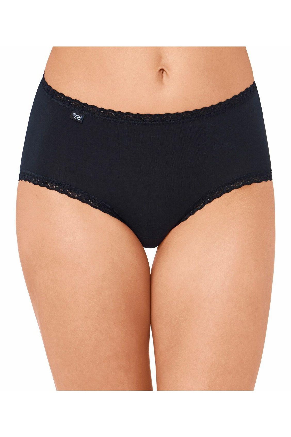 SLOGGI - תחתונים 24/7 COTTON LACE MIDI שחור - MASHBIR//365